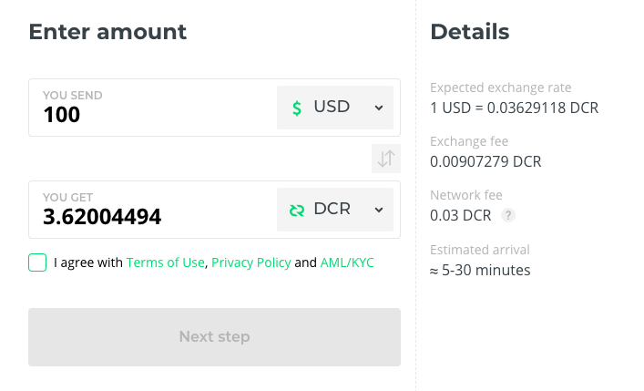 decred buy on changelly